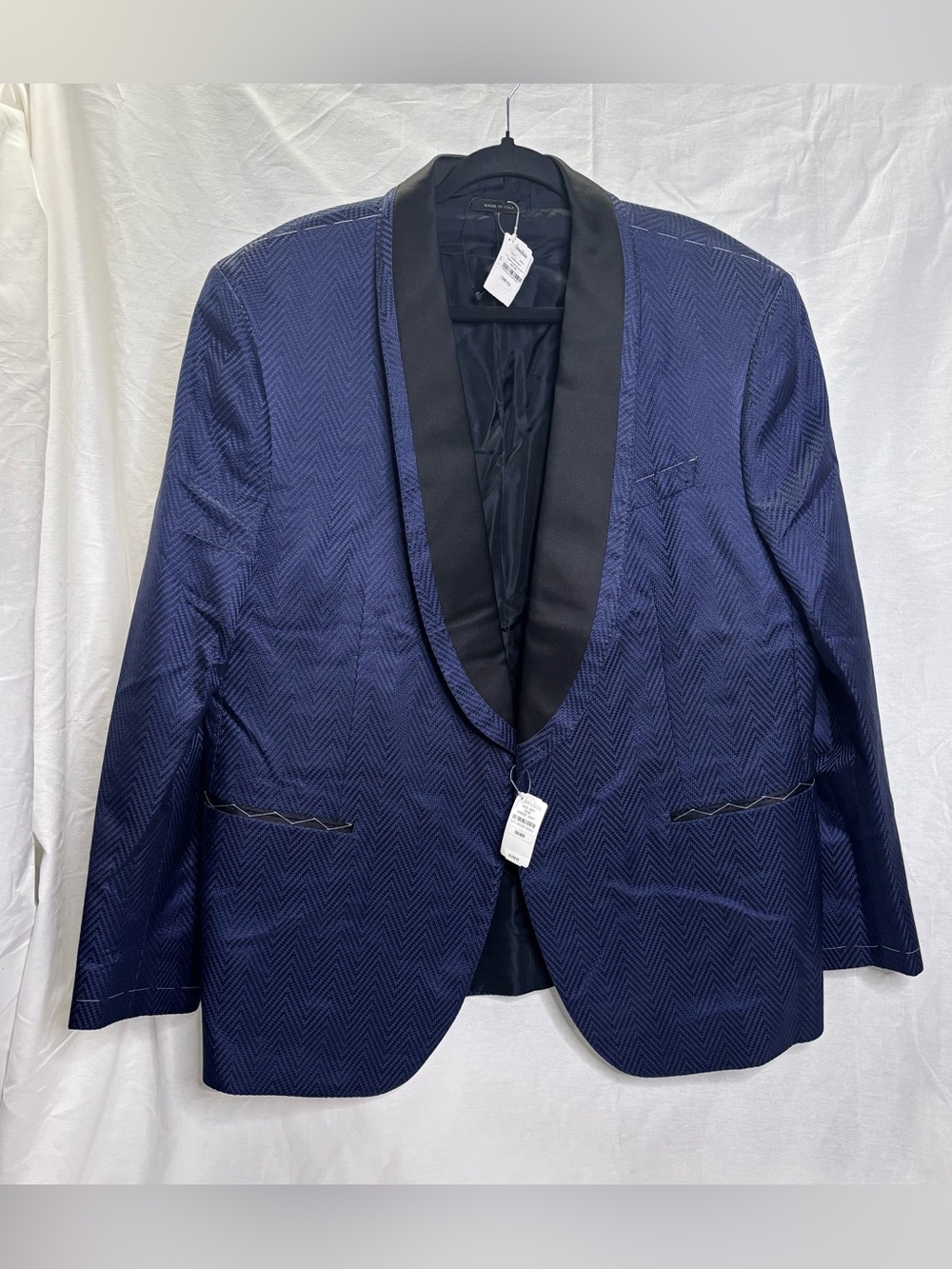 Brioni Blue Satin Shawl-Collar Tuxedo Jacket Sz 58R